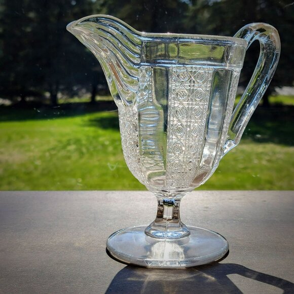 Antique EAPG Glass Creamer George Duncan & Sons Paneled Cane c.1880s USA Made - Picture 2 of 8